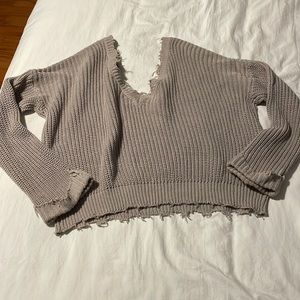 Knit raw hem sweater